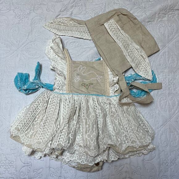 Love & Grow Vintage Bunny Bubble Romper and Bonnet 3T - Picture 14 of 16